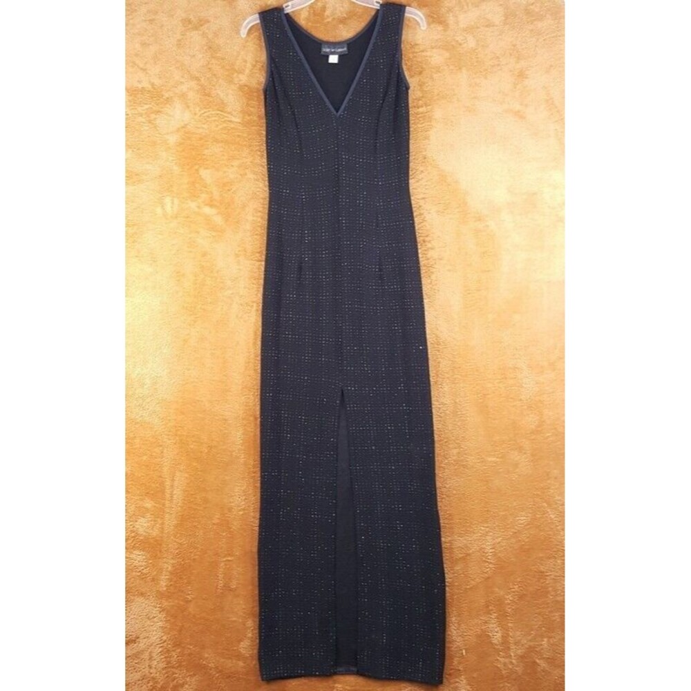 SCOTT McCLINTOCK Womens Dress Size 4 Black Gown Long Thigh Slit Pullover Stretch